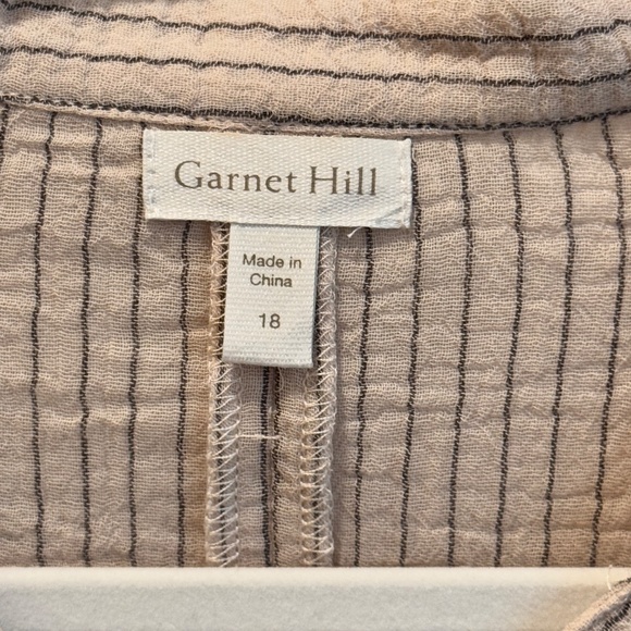 Garnet Hill Jersey Top, Beige/Tan with Gray Stripe, Size 18 - Picture 9 of 10